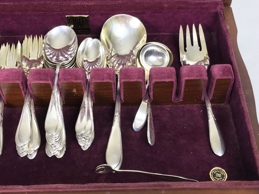 GORHAM Sterling Silver Rose Marie Pattern Flatware Set For 12 Service And Wooden Silverware Box 2,355g Of Sterling [Photo 35]