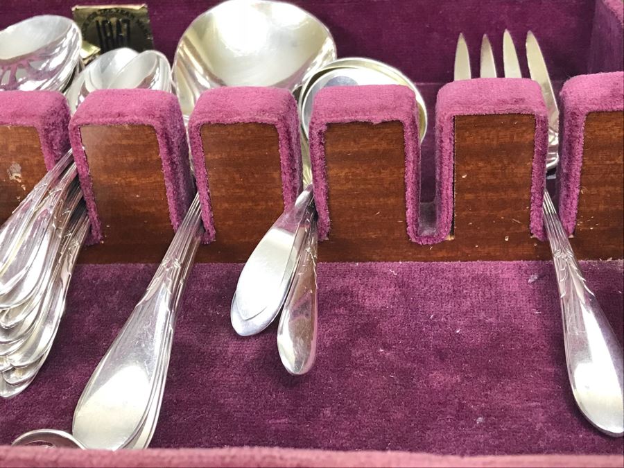 GORHAM Sterling Silver Rose Marie Pattern Flatware Set For 12 Service And Wooden Silverware Box 2,355g Of Sterling [Photo 36]
