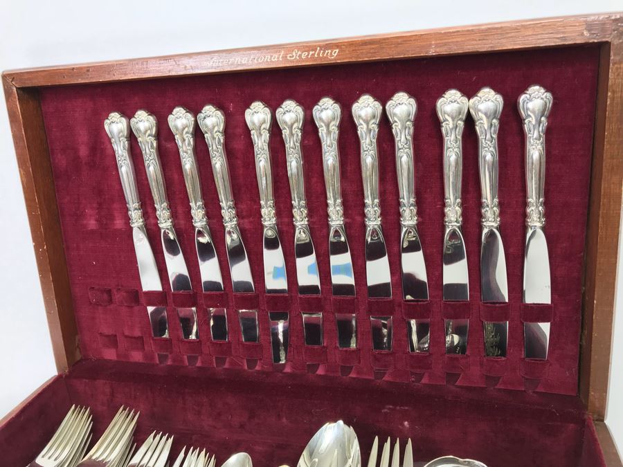 GORHAM Sterling Silver Chantilly Pattern Flatware Set for 12 Service With 19 Factory Sealed Pieces And Wooden Silverware Box 3,315g Of Sterling [Photo 22]