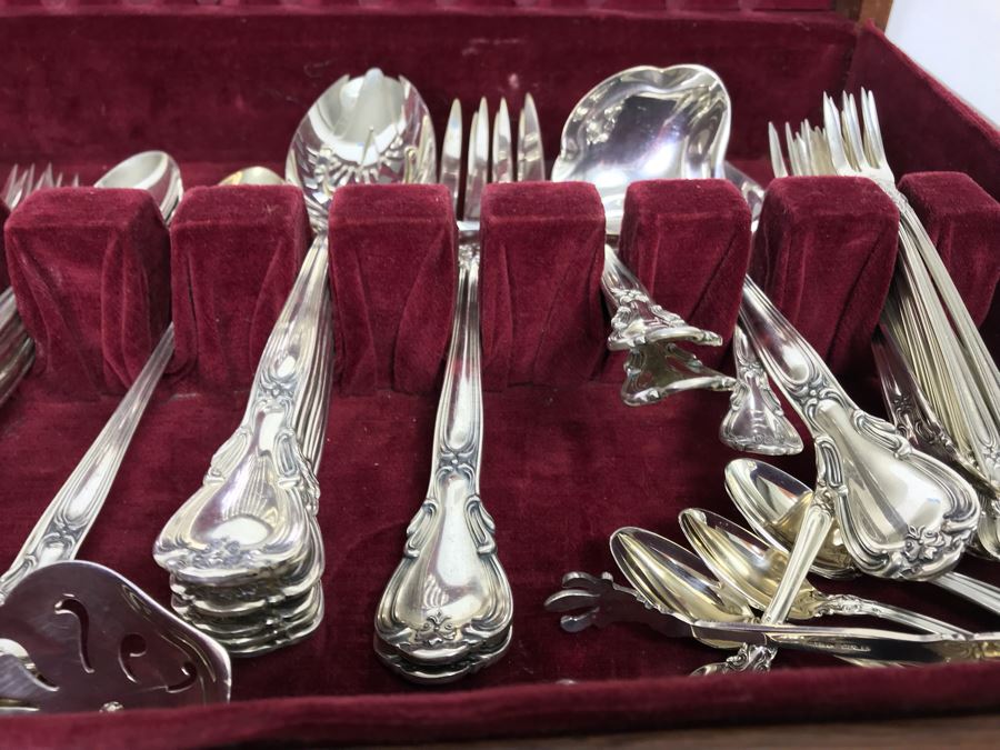 GORHAM Sterling Silver Chantilly Pattern Flatware Set for 12 Service With 19 Factory Sealed Pieces And Wooden Silverware Box 3,315g Of Sterling [Photo 18]