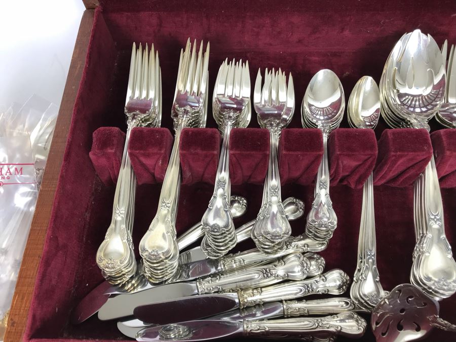 GORHAM Sterling Silver Chantilly Pattern Flatware Set For 12 Service