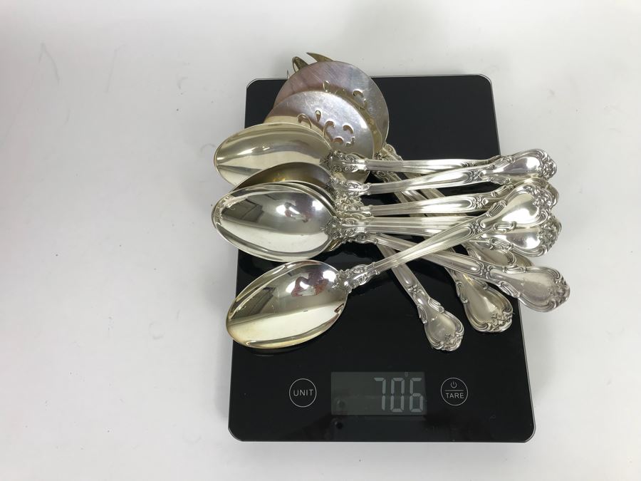 GORHAM Sterling Silver Chantilly Pattern Flatware Set for 12 Service With 19 Factory Sealed Pieces And Wooden Silverware Box 3,315g Of Sterling [Photo 41]