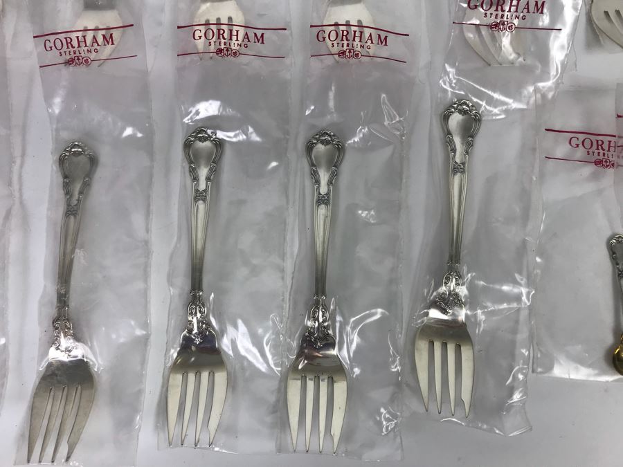 GORHAM Sterling Silver Chantilly Pattern Flatware Set for 12 Service With 19 Factory Sealed Pieces And Wooden Silverware Box 3,315g Of Sterling [Photo 32]
