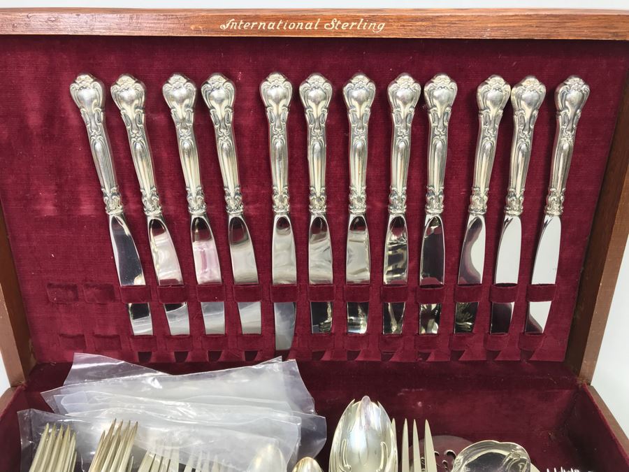 GORHAM Sterling Silver Chantilly Pattern Flatware Set for 12 Service