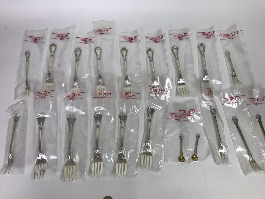 GORHAM Sterling Silver Chantilly Pattern Flatware Set for 12 Service With 19 Factory Sealed Pieces And Wooden Silverware Box 3,315g Of Sterling [Photo 31]