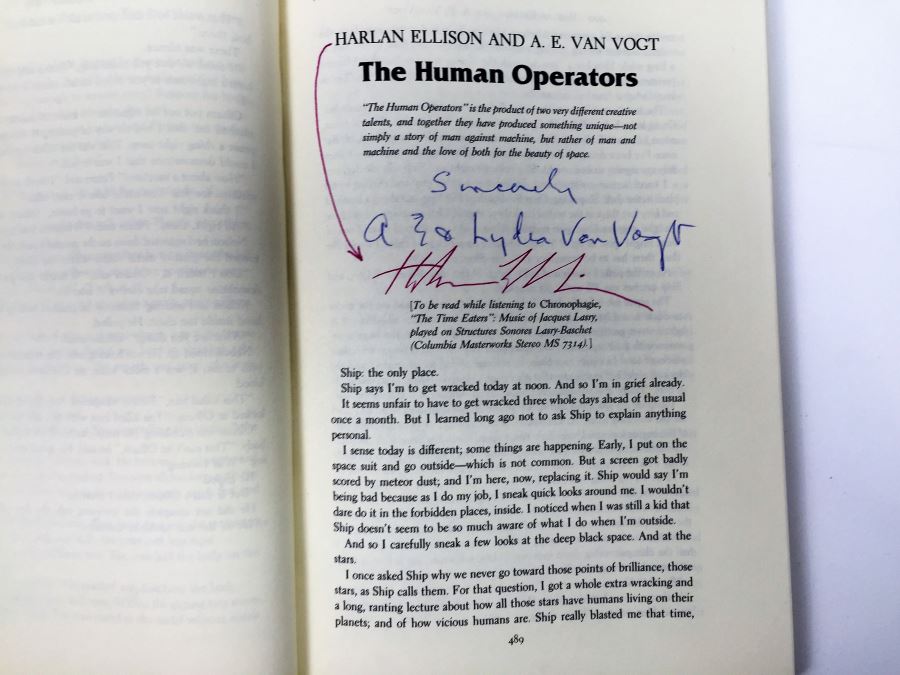 Treasury of Modern Science Fiction - Signed by Ray Bradbury, Martin H. Greenberg, Robert Sheckley, Ursula K. Le Guin, Algis Budrys, Frederik Pohl, Jack Vance, Fritz Leiber, Larry Niven, Harlan Ellison, A.E. Van Vogt, Vonda McIntyre & Poul Anderson [Photo 22]