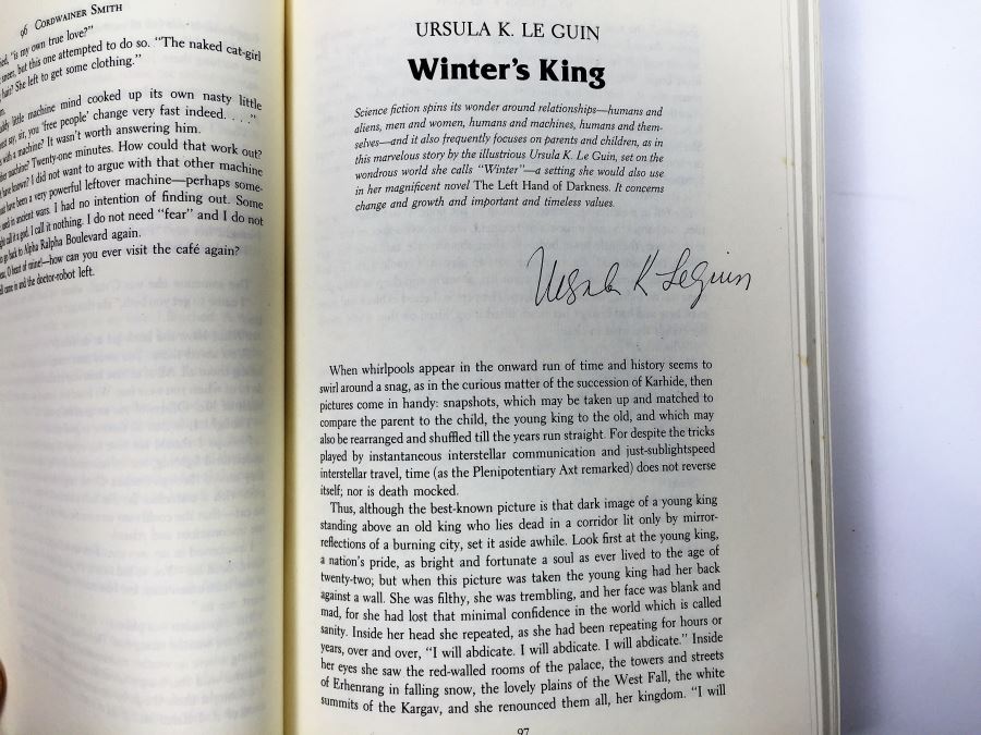 Treasury of Modern Science Fiction - Signed by Ray Bradbury, Martin H. Greenberg, Robert Sheckley, Ursula K. Le Guin, Algis Budrys, Frederik Pohl, Jack Vance, Fritz Leiber, Larry Niven, Harlan Ellison, A.E. Van Vogt, Vonda McIntyre & Poul Anderson [Photo 8]
