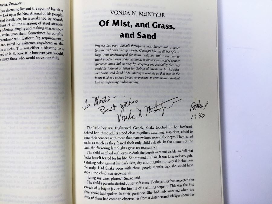 Treasury of Modern Science Fiction - Signed by Ray Bradbury, Martin H. Greenberg, Robert Sheckley, Ursula K. Le Guin, Algis Budrys, Frederik Pohl, Jack Vance, Fritz Leiber, Larry Niven, Harlan Ellison, A.E. Van Vogt, Vonda McIntyre & Poul Anderson [Photo 24]