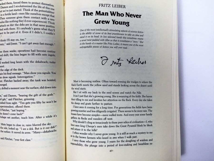 Treasury of Modern Science Fiction - Signed by Ray Bradbury, Martin H. Greenberg, Robert Sheckley, Ursula K. Le Guin, Algis Budrys, Frederik Pohl, Jack Vance, Fritz Leiber, Larry Niven, Harlan Ellison, A.E. Van Vogt, Vonda McIntyre & Poul Anderson [Photo 18]