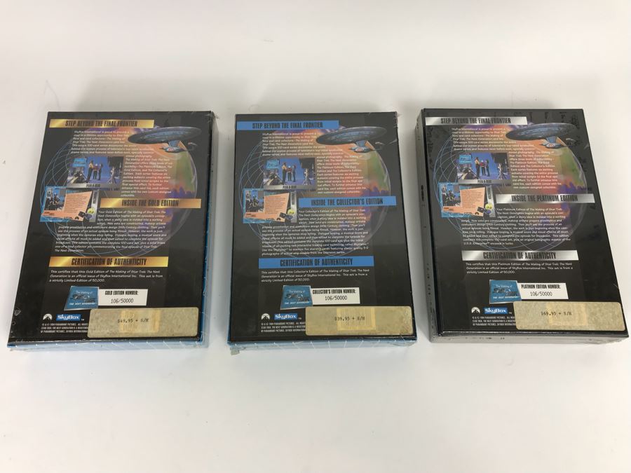 Set Of (3) SEALED The Making Of STAR TREK The Next Generation Exclusive Collector Card Sets From SkyBox Gold Edition, Platinum Edition And Collector’s Edition Limited Edition Each One Is 106 Of 5,000 1994 [Photo 2]