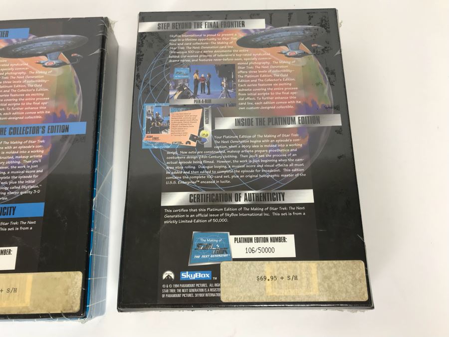 Set Of (3) SEALED The Making Of STAR TREK The Next Generation Exclusive Collector Card Sets From SkyBox Gold Edition, Platinum Edition And Collector’s Edition Limited Edition Each One Is 106 Of 5,000 1994 [Photo 3]