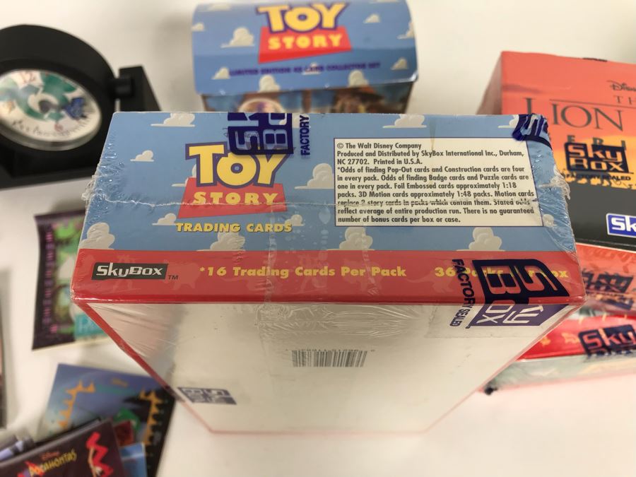 Collection Of Sealed SkyBox Trading Card Sets From Disney’s Toy Story Including Limited Edition Set, The Lion King And Pocahontas Sealed Trading Card Sets Plus Disney Clock And Mickey Mouse Pins And Various Disney Trading Cards [Photo 19]