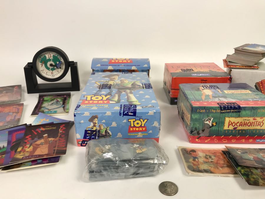 Collection Of Sealed SkyBox Trading Card Sets From Disney’s Toy Story Including Limited Edition Set, The Lion King And Pocahontas Sealed Trading Card Sets Plus Disney Clock And Mickey Mouse Pins And Various Disney Trading Cards [Photo 7]