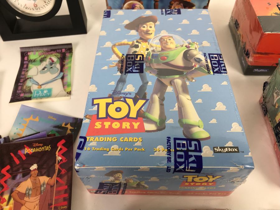 Collection Of Sealed SkyBox Trading Card Sets From Disney’s Toy Story Including Limited Edition Set, The Lion King And Pocahontas Sealed Trading Card Sets Plus Disney Clock And Mickey Mouse Pins And Various Disney Trading Cards [Photo 6]