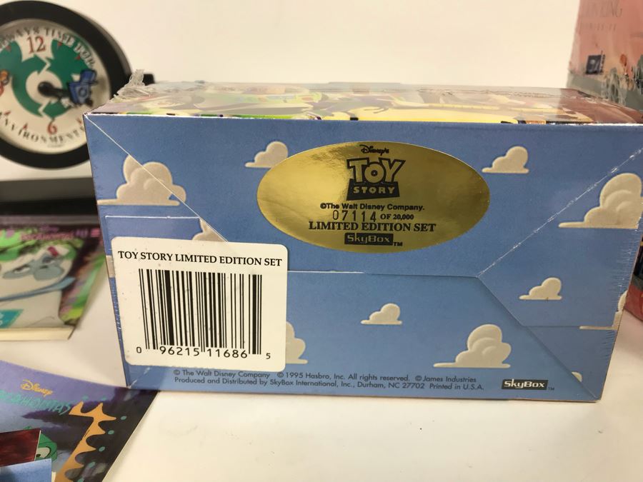 Collection Of Sealed SkyBox Trading Card Sets From Disney’s Toy Story Including Limited Edition Set, The Lion King And Pocahontas Sealed Trading Card Sets Plus Disney Clock And Mickey Mouse Pins And Various Disney Trading Cards [Photo 2]