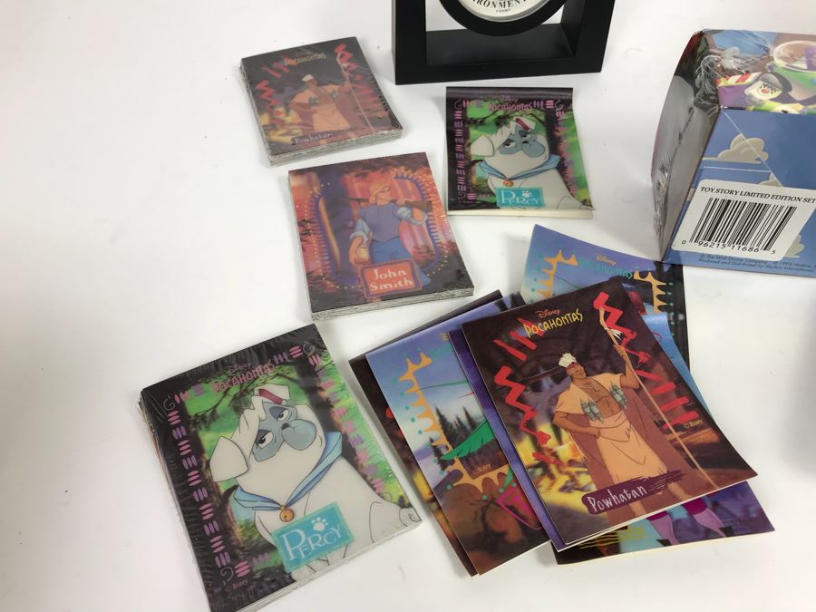 Collection Of Sealed SkyBox Trading Card Sets From Disney’s Toy Story Including Limited Edition Set, The Lion King And Pocahontas Sealed Trading Card Sets Plus Disney Clock And Mickey Mouse Pins And Various Disney Trading Cards [Photo 31]
