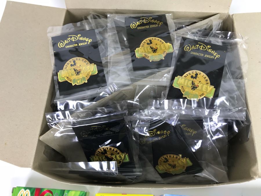 Disney’s The Black Cauldron Watch, Kermit The Frog Watch, Beauty And The Beast Watch, Aladdin Watch, Nightmare Before Christmas Watch, Box Full Of Mickey Mouse 60 Year Pins And More [Photo 4]