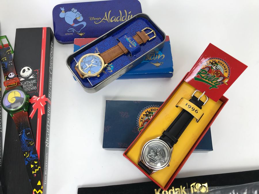 Disney’s The Black Cauldron Watch, Kermit The Frog Watch, Beauty And The Beast Watch, Aladdin Watch, Nightmare Before Christmas Watch, Box Full Of Mickey Mouse 60 Year Pins And More [Photo 45]