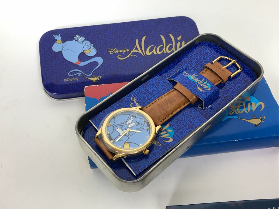 Disney’s The Black Cauldron Watch, Kermit The Frog Watch, Beauty And The Beast Watch, Aladdin Watch, Nightmare Before Christmas Watch, Box Full Of Mickey Mouse 60 Year Pins And More [Photo 41]