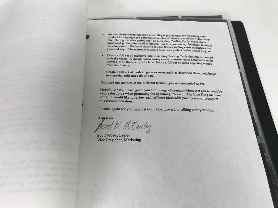 SkyBox (1989-1995) Proposal Folder With Sample Trading Cards Presented To Disney Buena Vista Home Video For The Lion King Video Promotion Includes Uncut Cards And Trading Cards From Superman, Disney, Sports, Simpsons, Harley-Davidson Motor Cycles And More [Photo 8]