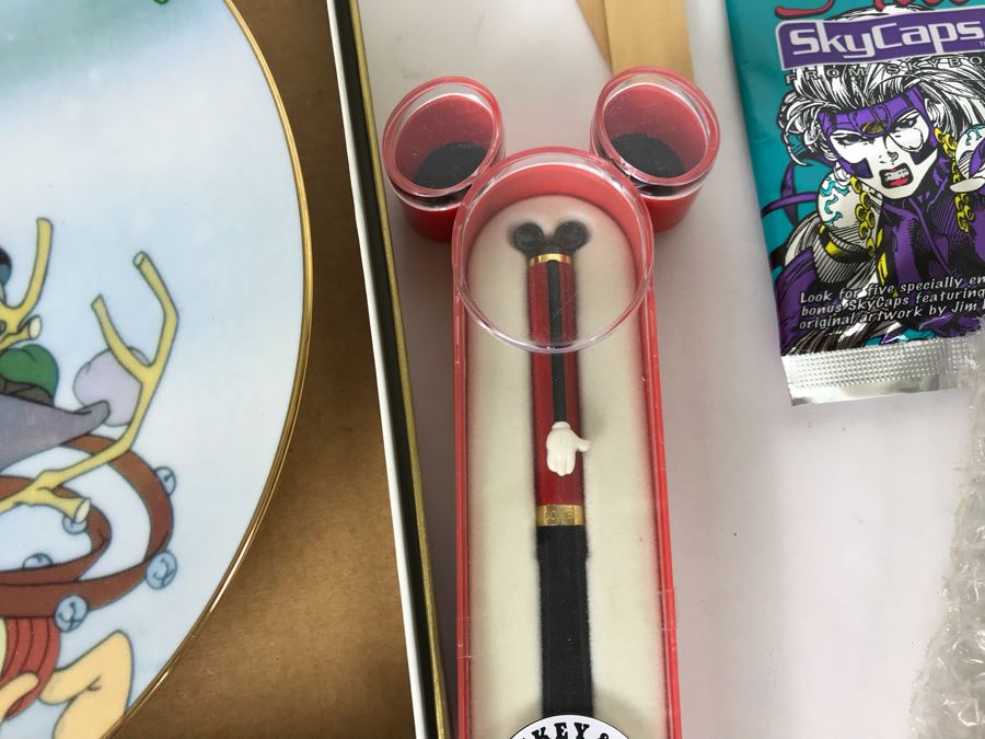 Mickey Mouse Pen, Kermit The Frog Watch, Winnie The Pooh Plate, Collection Of Pogs And More [Photo 6]