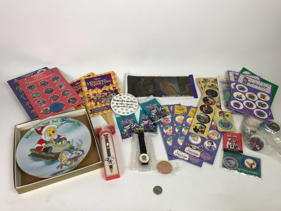 Mickey Mouse Pen, Kermit The Frog Watch, Winnie The Pooh Plate, Collection Of Pogs And More [Photo 2]