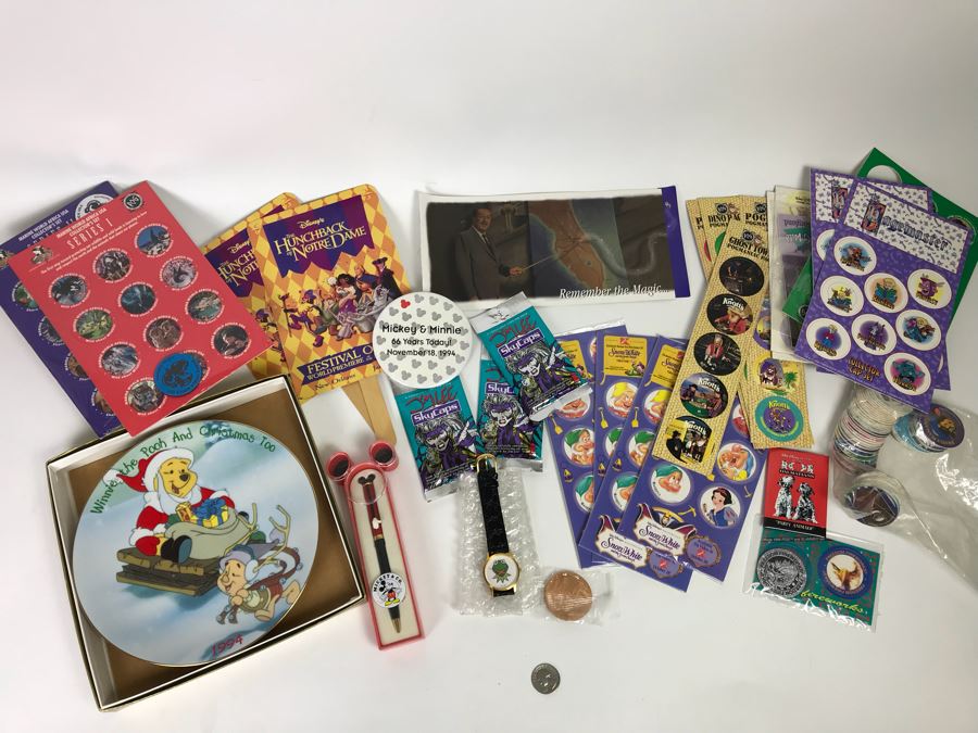 Mickey Mouse Pen, Kermit The Frog Watch, Winnie The Pooh Plate, Collection Of Pogs And More [Photo 3]