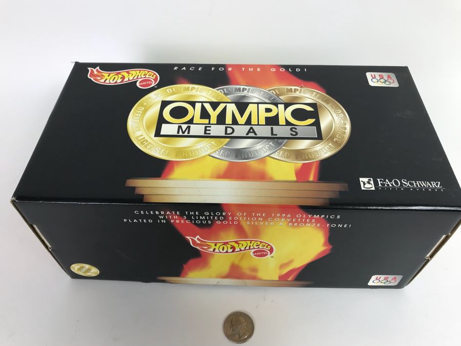 Vintage 1996 Mattel Hot Wheels Limited Edition Corvettes #3,057 Olympic Medals Cars FAO Schwarz With Box [Photo 3]