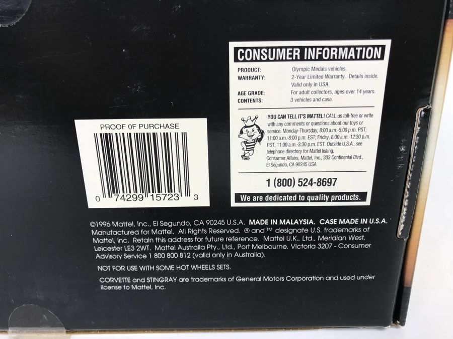 Vintage 1996 Mattel Hot Wheels Limited Edition Corvettes #3,057 Olympic Medals Cars FAO Schwarz With Box [Photo 6]