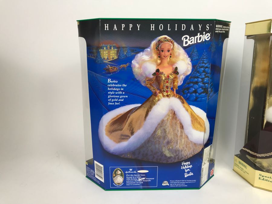 Set Of (3) Mattel Happy Holidays Barbie Dolls In Boxes 1429, 12155, 15646 [Photo 13]