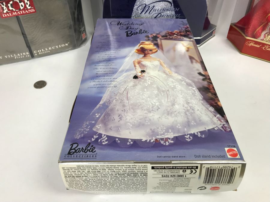 Set Of (4) Mattel Barbie Dolls: Special Millennium Edition 24154, Wedding Day Barbie 17119, Disney’s 101 Dalmatians Cruella De Vil 16295, Happy Holidays Barbie 17832 [Photo 6]