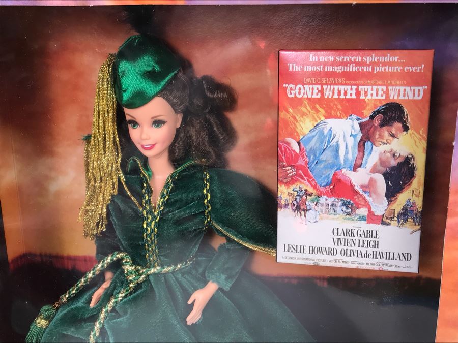 Set Of (4) Mattel Barbie Dolls: Solo In The Spotlight 13534, Scarlett O’Hare 12045, Happy Holidays 14123, Romantic Bride 1861 [Photo 10]