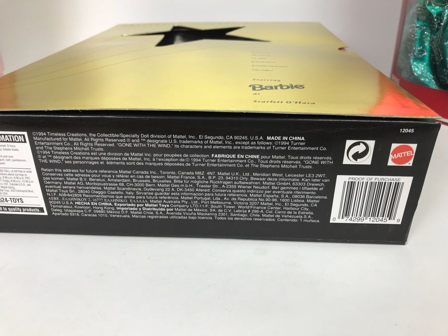 Set Of (4) Mattel Barbie Dolls: Solo In The Spotlight 13534, Scarlett O’Hare 12045, Happy Holidays 14123, Romantic Bride 1861 [Photo 11]