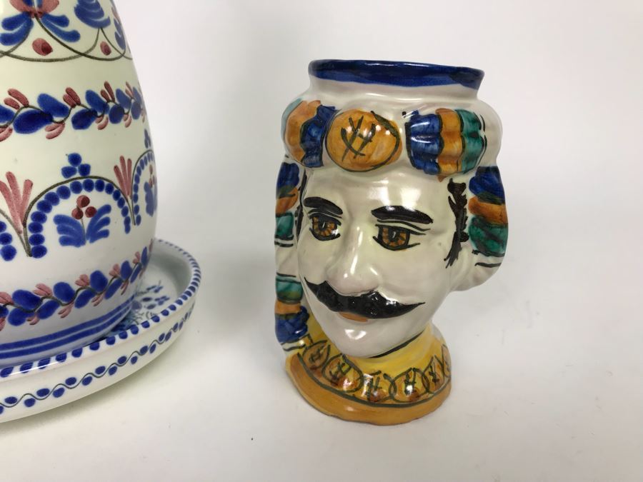 Cruz Pottery Vase And Plate Plus Gulino Caltagirone Ceramic Pottery [Photo 3]