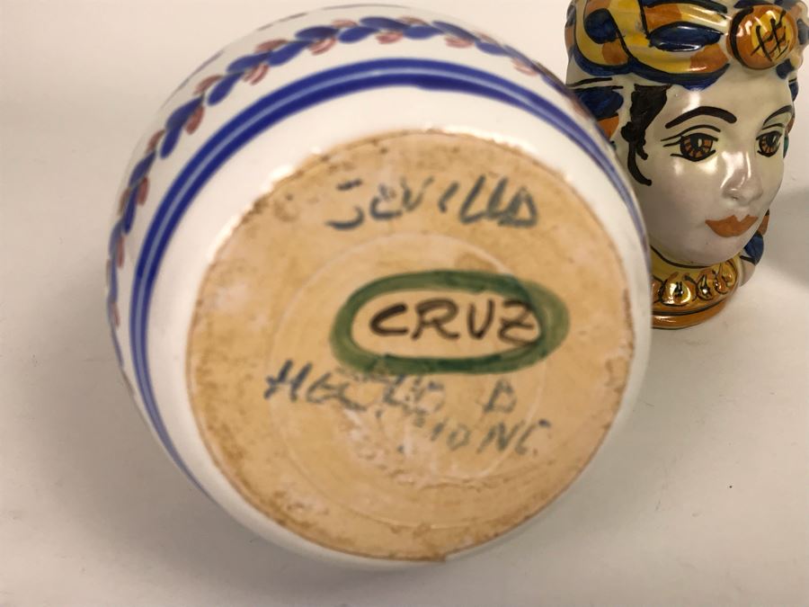 Cruz Pottery Vase And Plate Plus Gulino Caltagirone Ceramic Pottery [Photo 8]