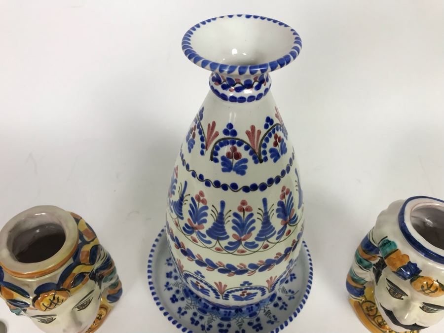 Cruz Pottery Vase And Plate Plus Gulino Caltagirone Ceramic Pottery [Photo 5]