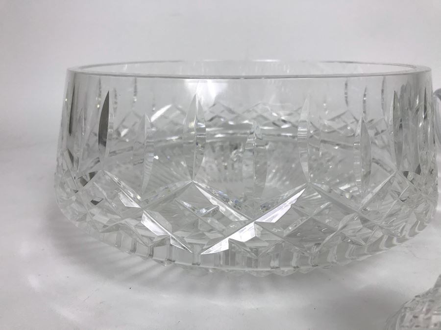 Waterford Crystal Large Bowl, Bell, Vase And Val Saint Lambert Etched Fruit Crystal Plate [Photo 6]