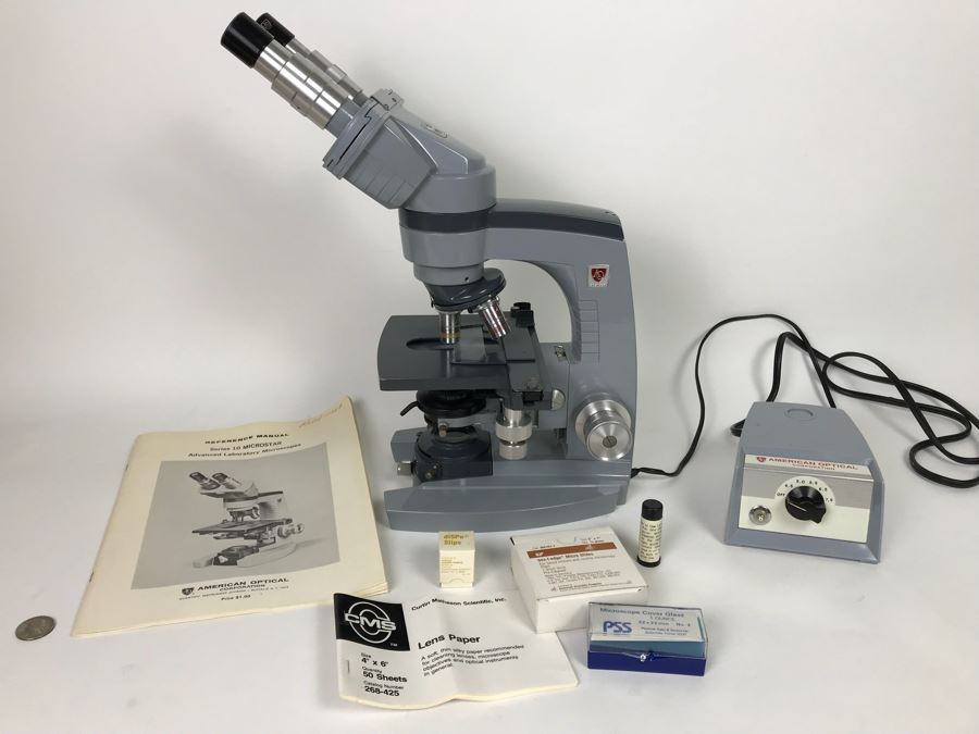 Series 10 MICROSTAR Advanced Laboratory Microscope By American Optical Corporation With Reference Manual  [Photo 1]
