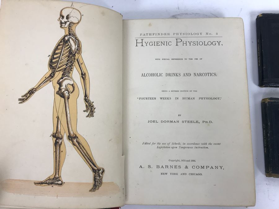 Vintage 1884 Pathfinder Physiology No. 3 Hygienic Physiology Alcoholic Drinks And Narcotics Book And (4) Miniauture William Shakespeare Books [Photo 8]