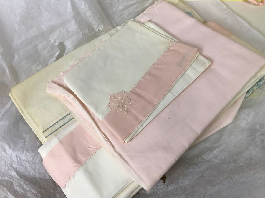 Collection Of Vintage Girls Clothes Including Dresses And Linens With Vintage Storage Box [Photo 7]