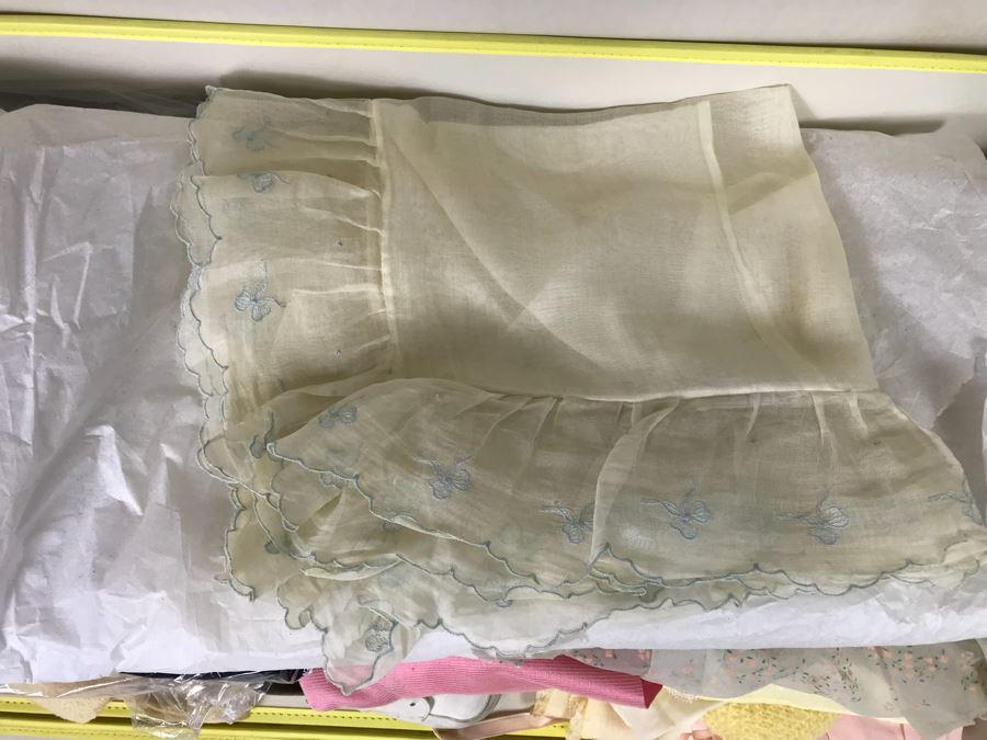 Collection Of Vintage Girls Clothes Including Dresses And Linens With Vintage Storage Box [Photo 6]