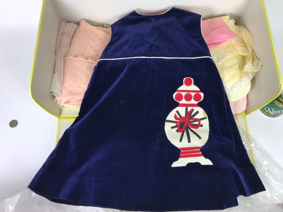 Collection Of Vintage Girls Clothes Including Dresses And Linens With Vintage Storage Box [Photo 3]