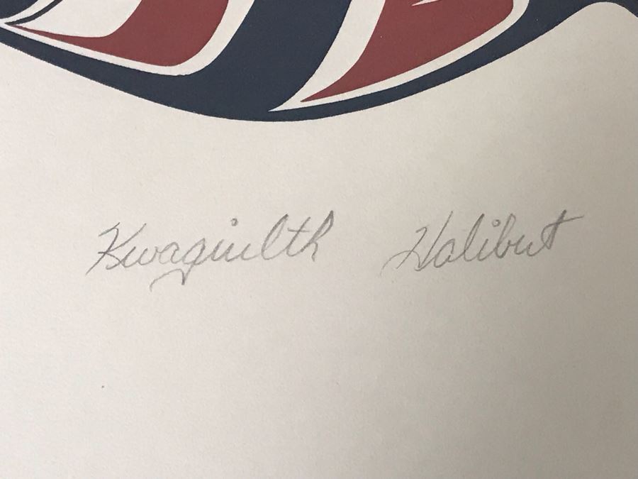 George Hunt Jr 'Kwaguilth Halibut' Limited Edition Serigraph Hand Signed By Artist 68 Of 250 Native American Framed 27.5” X 22.5” [Photo 5]