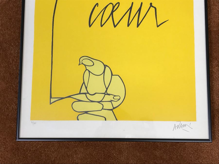 Valerio Adami Limited Edition Print Titled A Tout Coeur Hand Signed By Artist In Lower Right 36 Of 100 [Photo 4]