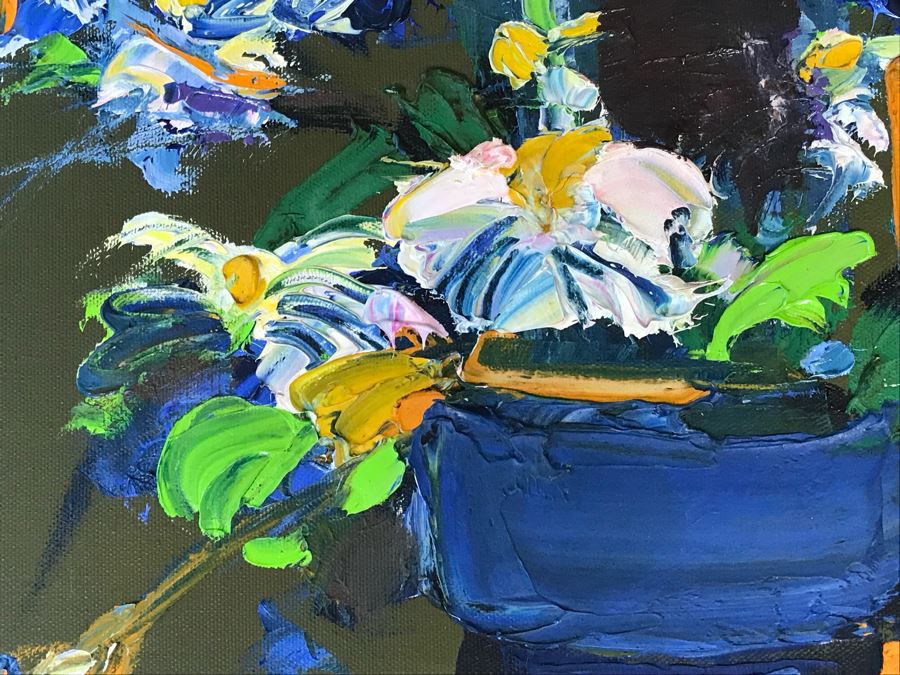 Original Oil Painting By Henrietta Berk (1919-1990) Titled “Mixed Bouquet” 12” X 14” Signed Lower Right More Info On Back Of Painting [Photo 5]