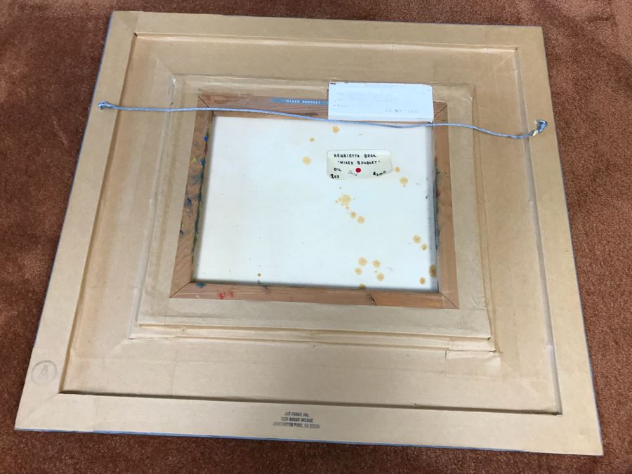 Original Oil Painting By Henrietta Berk (1919-1990) Titled “Mixed Bouquet” 12” X 14” Signed Lower Right More Info On Back Of Painting [Photo 8]