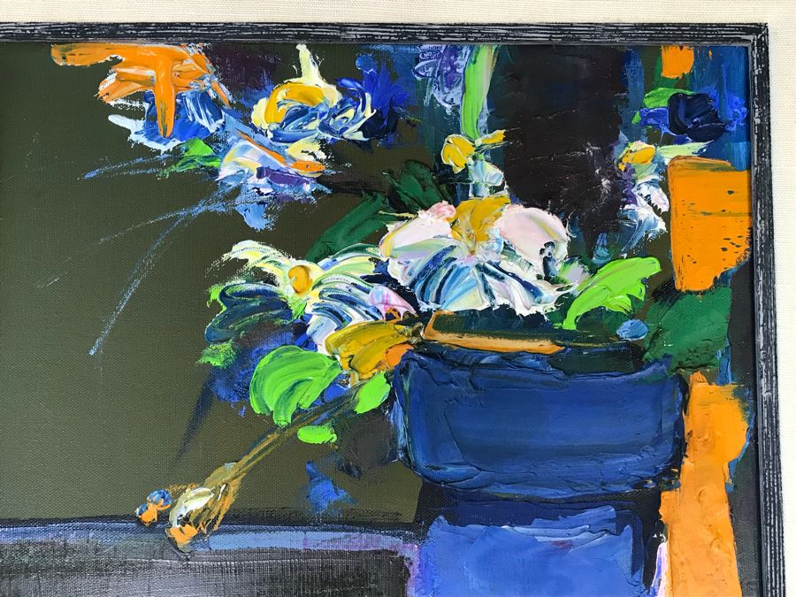 Original Oil Painting By Henrietta Berk (1919-1990) Titled “Mixed Bouquet” 12” X 14” Signed Lower Right More Info On Back Of Painting [Photo 4]