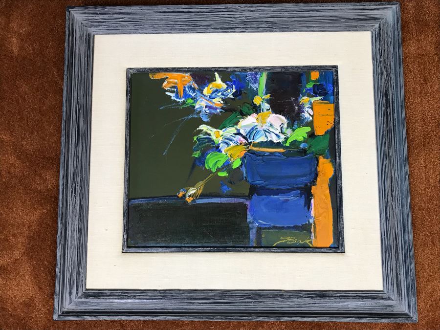 Original Oil Painting By Henrietta Berk (1919-1990) Titled “Mixed Bouquet” 12” X 14” Signed Lower Right More Info On Back Of Painting