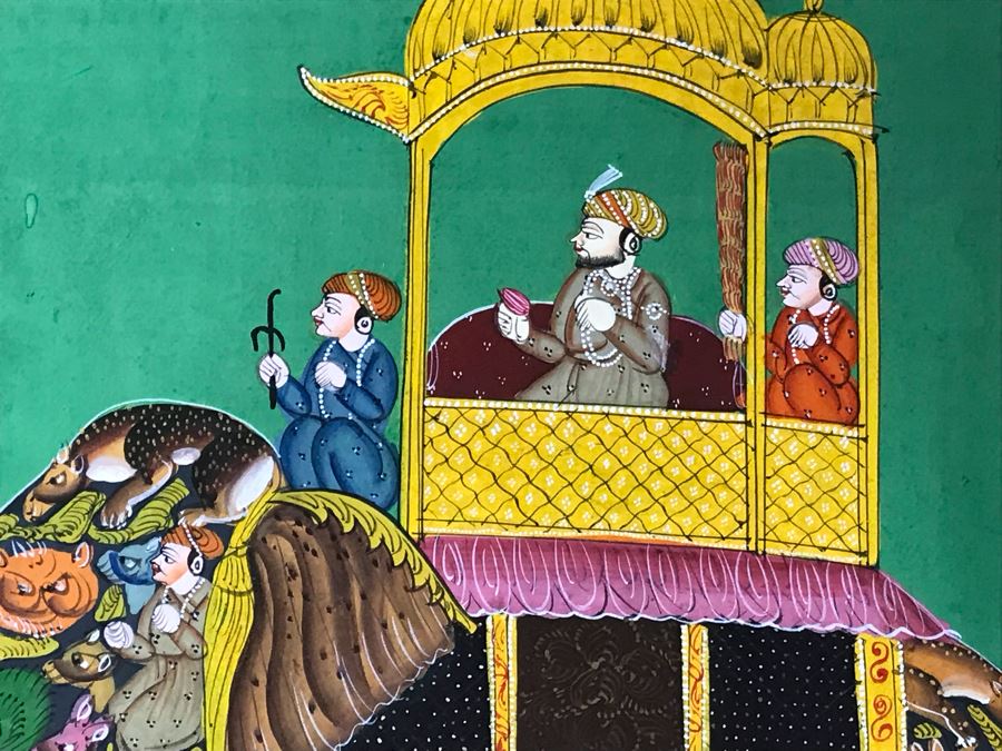 Pair Of Old Indian Paintings On Paper Of Composite Elephants Made Up Of Humans And Other Animals 12' X 9' [Photo 16]