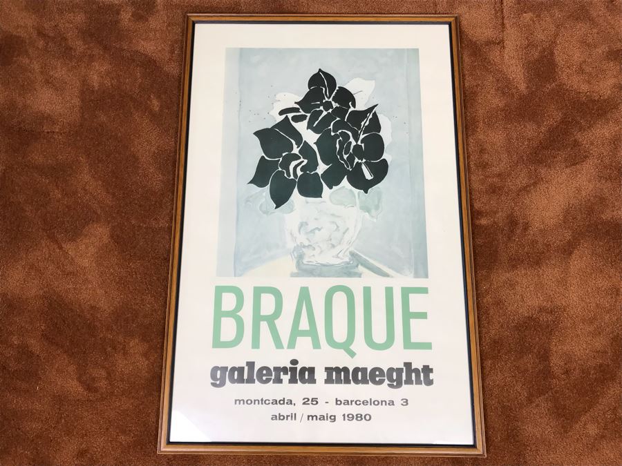 Framed Vintage 1980 Braque Galeria Maeght Poster 22” X 34” [Photo 1]